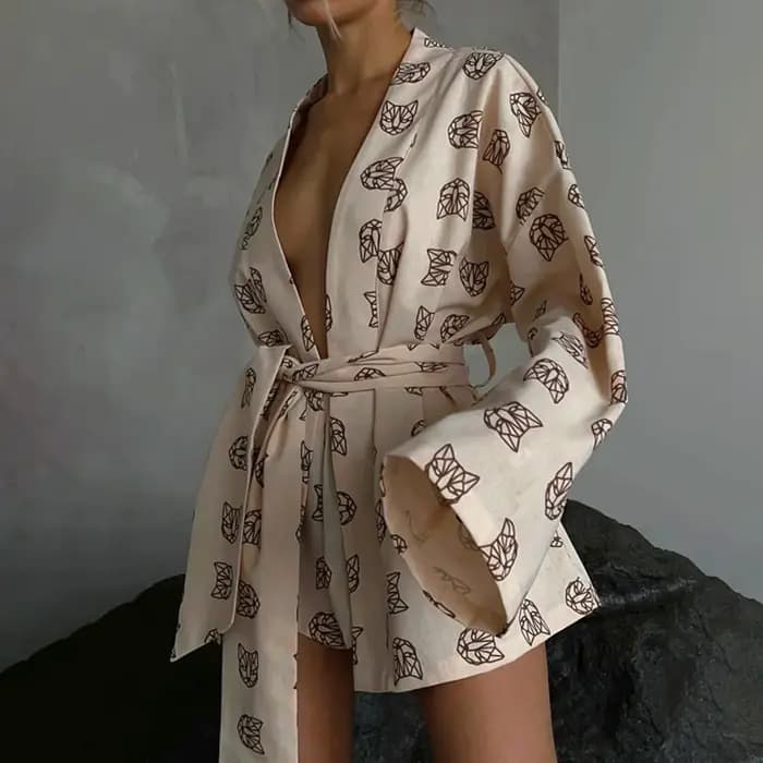 Pyjama taille haute à lacets pour femmes