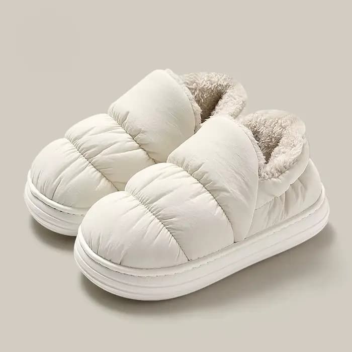 Litfun hiver vers le bas tissu chaussons pour femmes imperméable antidérapant diapositives chaud con