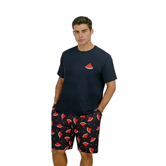 Ensemble pyjama homme avec t-shirt à manches courtes et short – Tenue décontractée d'extérieur et d'intérieur pour l'été