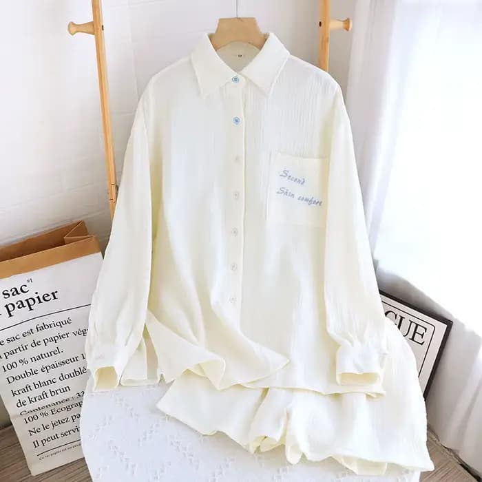 Pyjama femme 100% coton automne printemps manches longues pyjama doux ensemble pyjama femme maison e