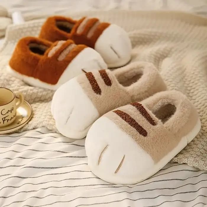 Pantoufles Patte de Chat Douillettes pour Femme – Chaussons d'Hiver Moelleux pour la Maison