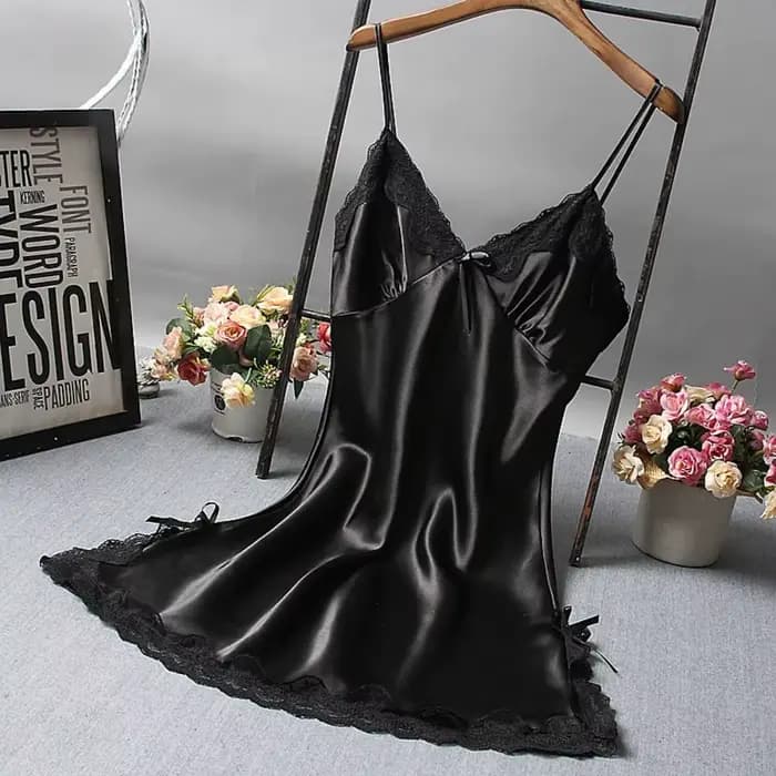 Mignon dentelle Camisola Patchwork femmes chemises de nuit robe en soie nœuds papillon Lingerie nuisette