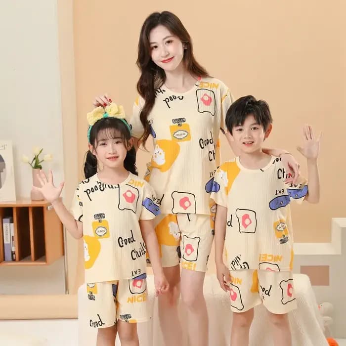 Pyjama à Manches Courtes en Soie Glacée pour Adolescent