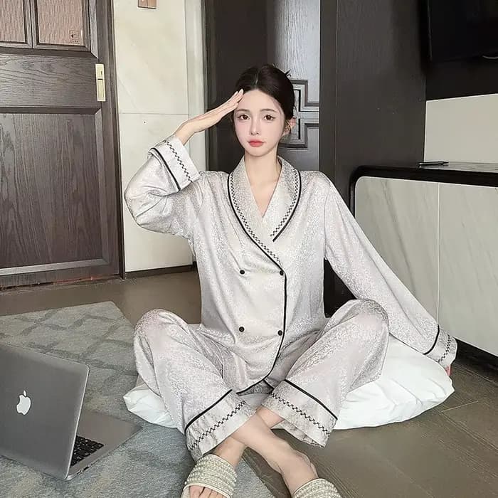 Mode femmes pyjamas ensemble haut de gamme revers chemise pantalon costume décontracté automne hiver maison vêtements