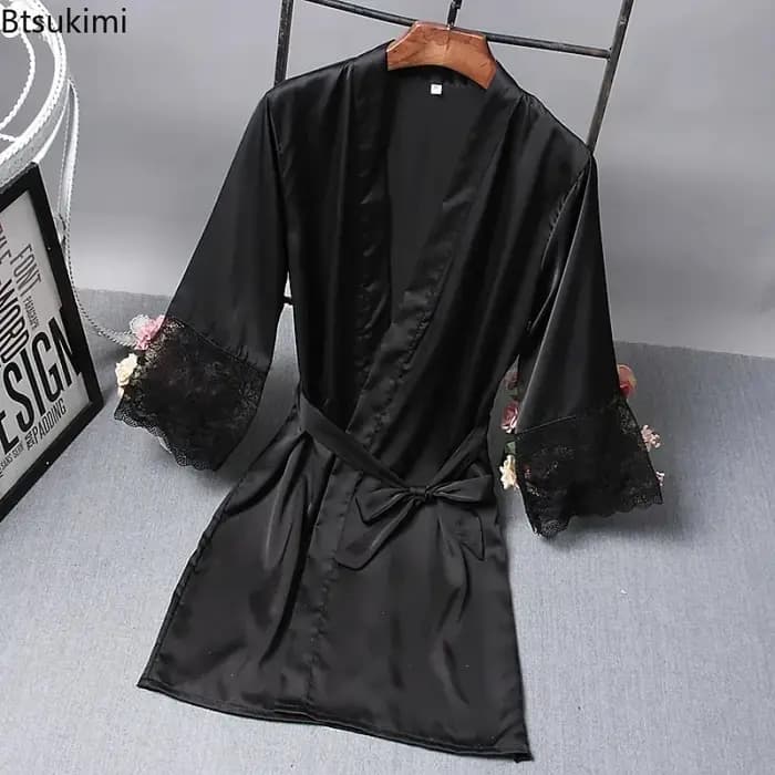 Ensemble de peignoirs et robes de chambre en satin pour femme