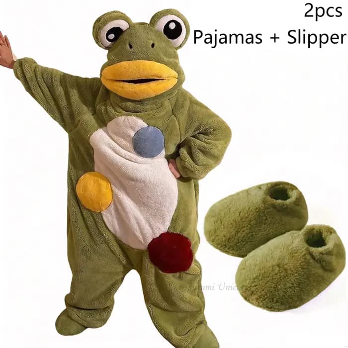 Dessin animé grenouille Kigurumi licorne hiver pyjamas Onesie pyjama Costumes pour Halloween carnaval Cosplay femmes hommes fête pantoufle