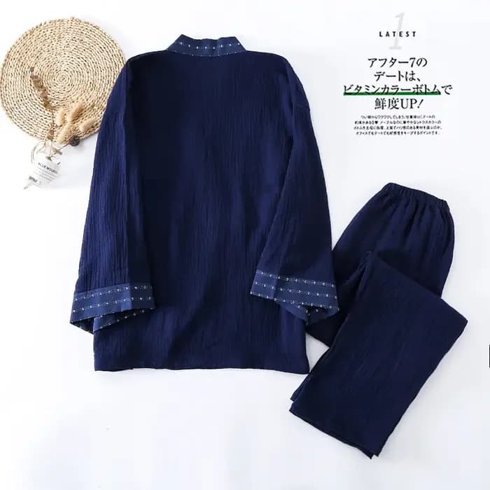 Kimono pour hommes, costumes de maison, pantalons à manches longues, costumes pour automne et printemps, Pijamas pour hommes, pyjama Design en crêpe de coton pour hommes