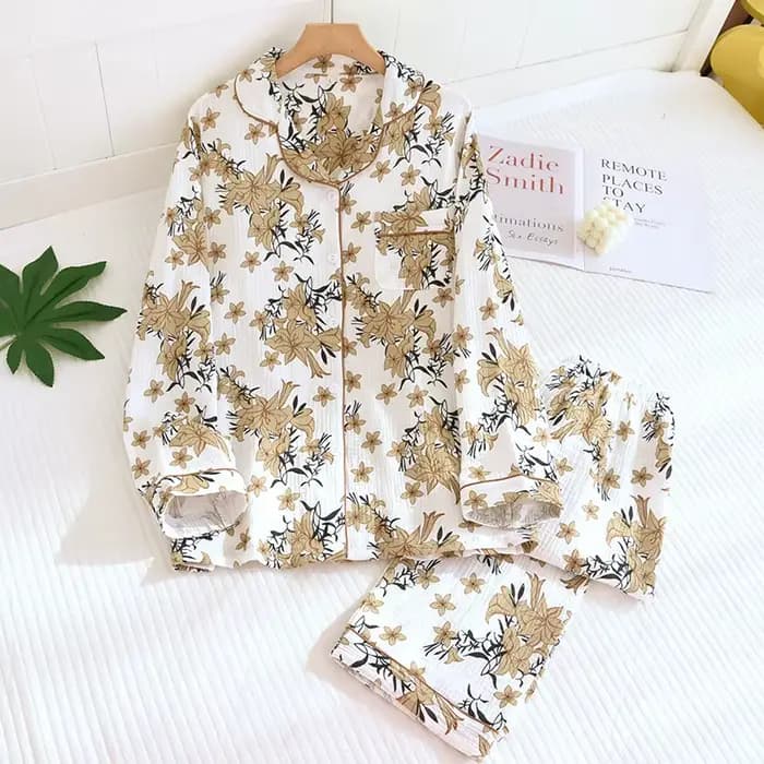 Pyjama deux pièces en crêpe 100% coton pour femmes