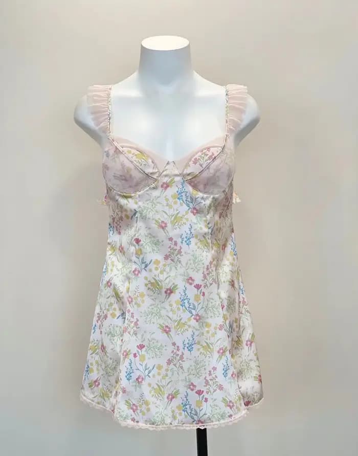 Nuisette Vintage à Imprimé Floral pour Femme