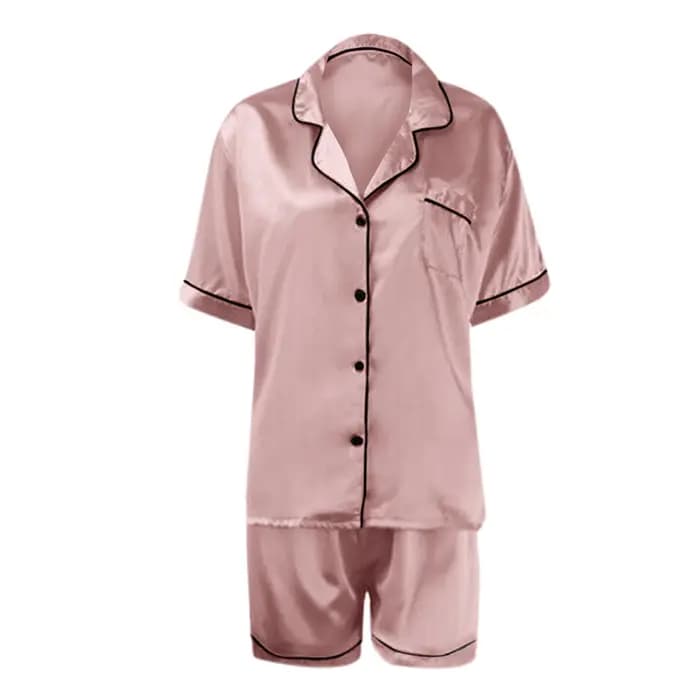 Ensemble pyjama en Satin pour femmes, chemise boutonnée à manches courtes, Short, vêtements de maison, costume court, vêtements de nuit, été, 2 pièces
