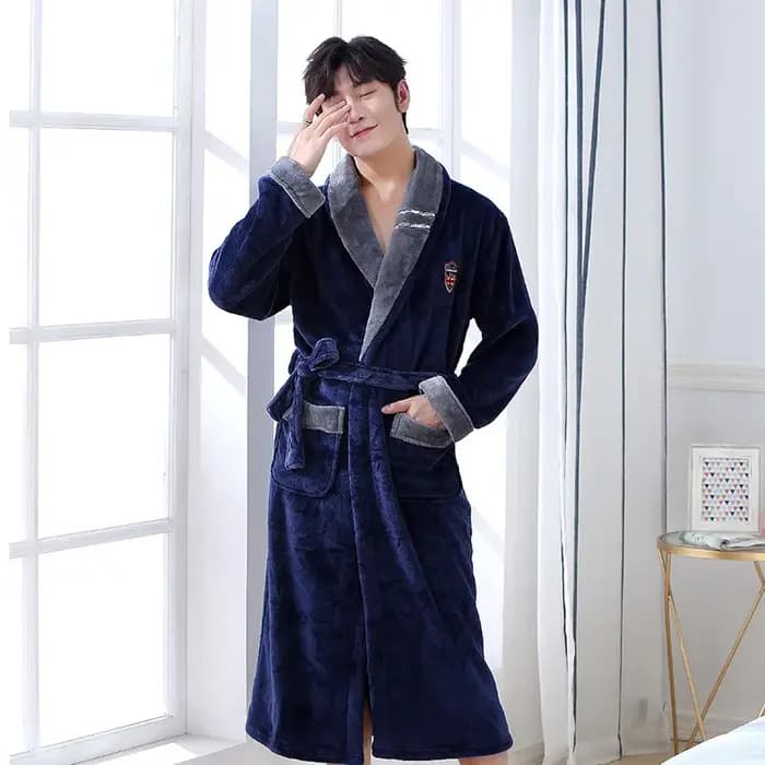 Haute qualité hommes Robe hiver peignoir mâle longue épaisse chaude Terry polaire serviette