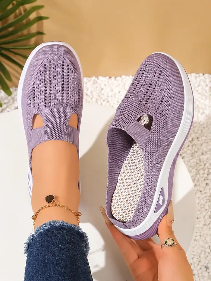 Femmes chaussures été nouveau sans lacet en plein air portable pantoufles respirant maille creux fond souple confortable