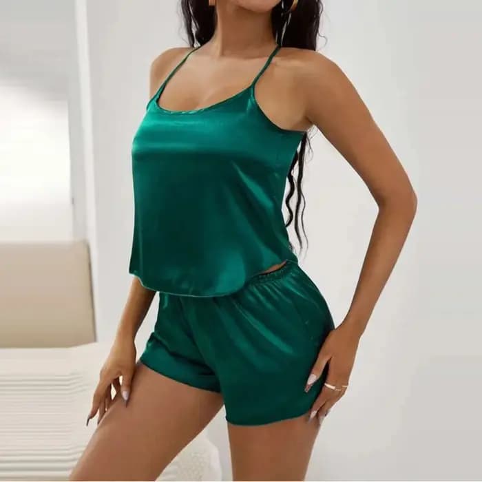 Ensembles de pyjama en satin de dentelle sexy pour femmes, vêtements de nuit, ensembles de pyjamas pour la maison, 2 pièces, 2024