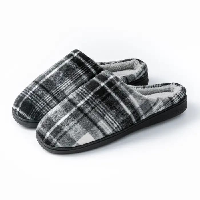 Chaussons d'intérieur en feutre doux à carreaux pour hommes