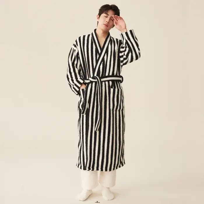 Ensemble de pyjama pantalon et robe de glouton épaissi pour femmes et hommes