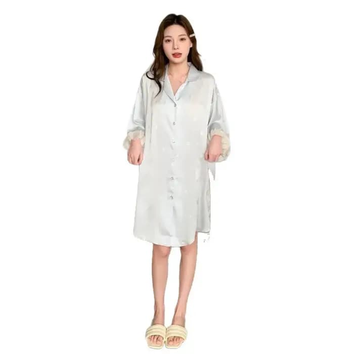 2025 printemps automne mode papillon chemise de nuit glace soie dentelle femmes pyjamas deux pièces ensemble à manches