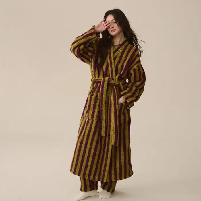 Ensemble de pyjama pantalon et robe de glouton épaissi pour femmes et hommes