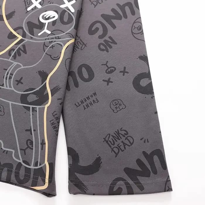 Ensemble deux pièces automne hiver femmes pyjamas hommes à manches longues dessin animé lettres ours pull vêtements de nuit dames grande taille Homewear