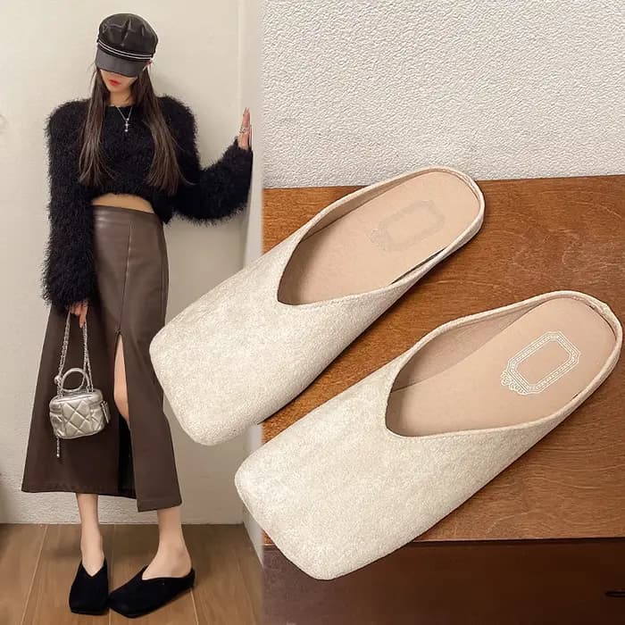 Chaussures pantoufles diapositives plates couverture orteil troupeau pantoufles femmes basse en caou