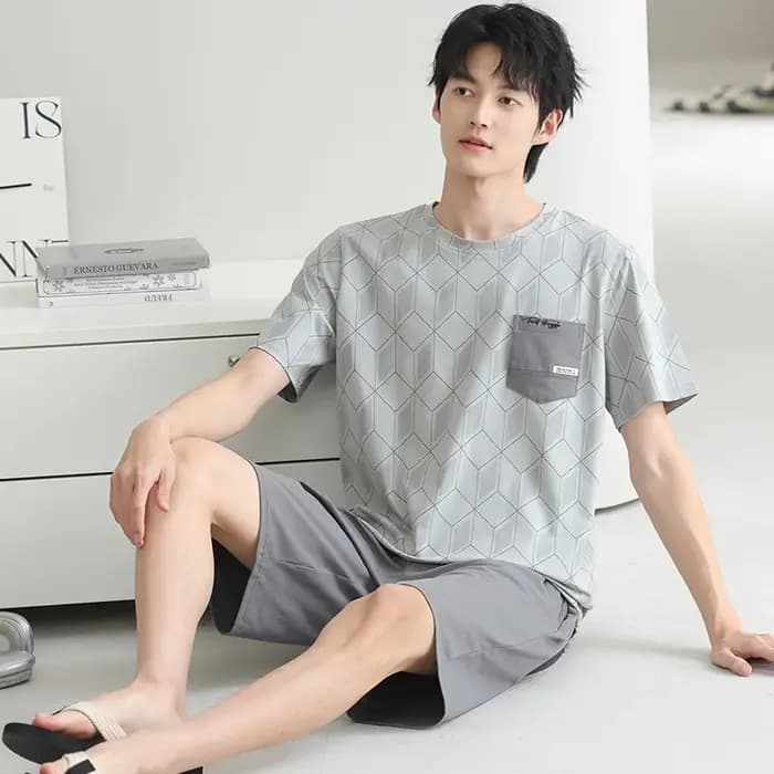 Grande taille L-4XL hommes pyjamas ensemble été Modal à manches courtes pyjama mâle