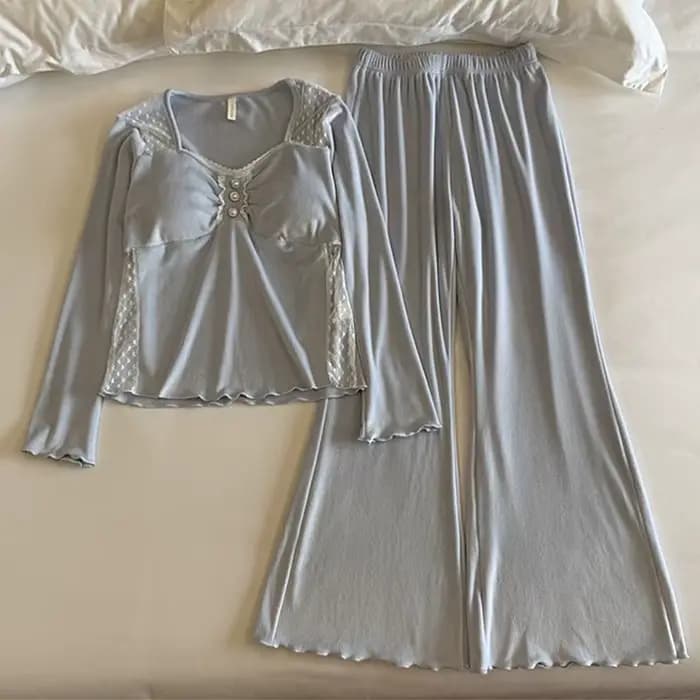 Pijama Mujer Invierno nouveau coussin de poitrine haut vêtements de nuit femmes maison costume velours Pyjamas ensemble