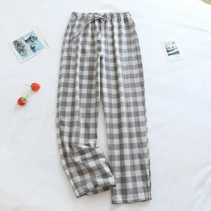 Pantalon de maison en coton à grands carreaux pour hommes
