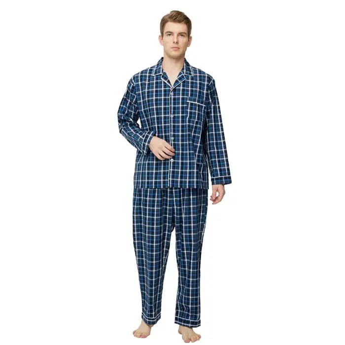 Tony & ci-après ice-Pyjama à manches longues pour hommes, vêtements de nuit 100% coton, chemise de nuit décontractée pour hommes, ensemble de pyjama doux