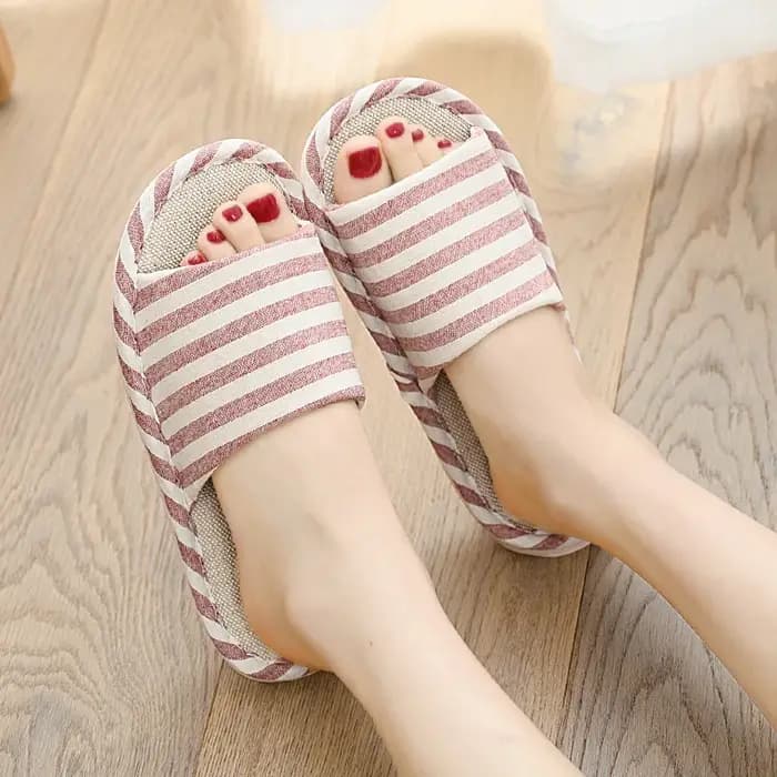 GUQIWT Pantoufles de printemps en lin pour couples