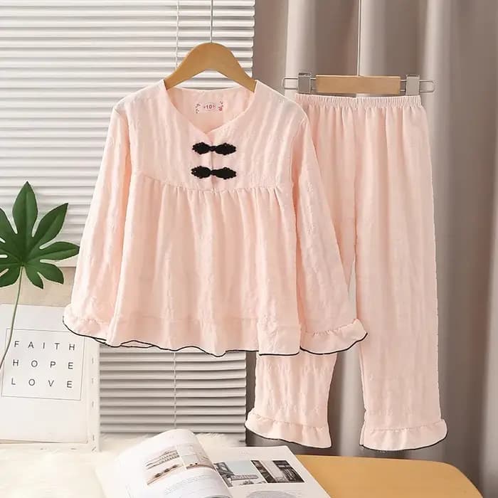 Nouveau doux princesse filles pyjama ensembles à manches longues vêtements de nuit enfants décontracté