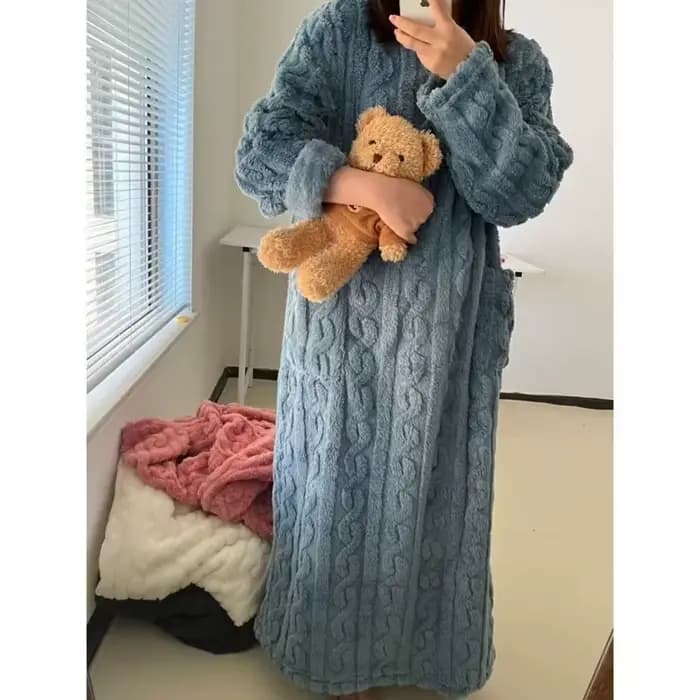 Pyjamas hiver femmes nuisette à manches longues