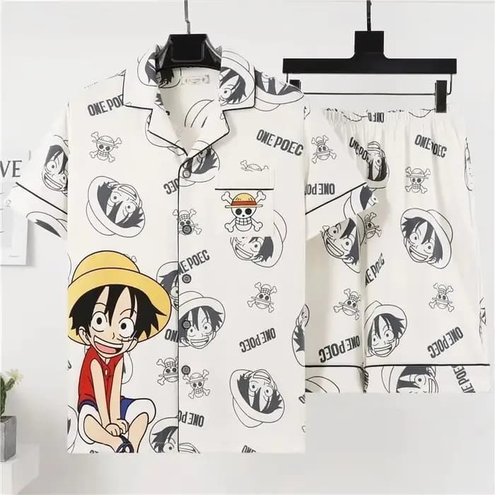 Grande taille Anime une pièce Luffy pyjamas ensemble doux confortable homme femmes vêtements de nuit coton pyjama ample ample décontracté vêtements de maison
