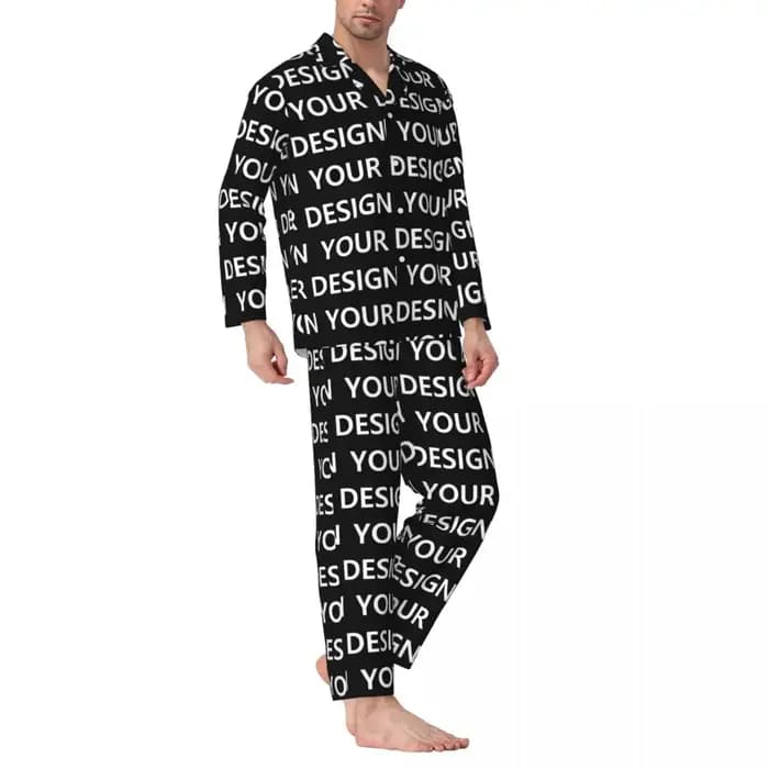 Pyjamas pour hommes ajouter des vêtements de nuit de chambre de conception personnalisé bricolage fait votre Image deux pièces pyjama ample ensembles manches longues surdimensionné costume de maison