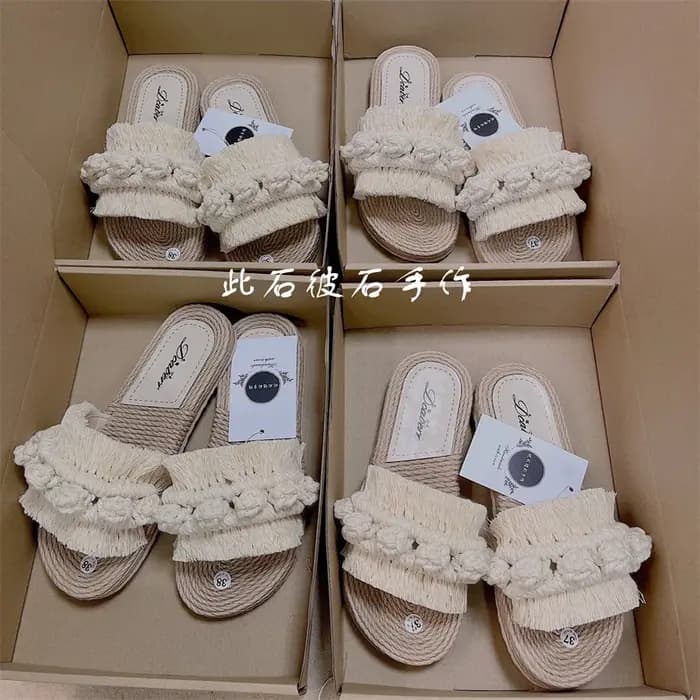 FHC 2024 nouveaux pantoufles en macramé faites à la main pour femmes