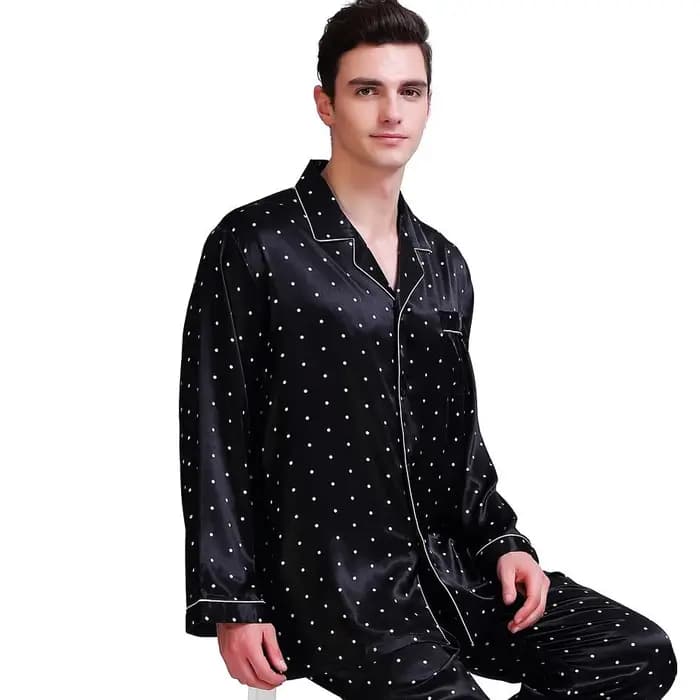 Ensemble de pyjamas en satin de soie pour hommes