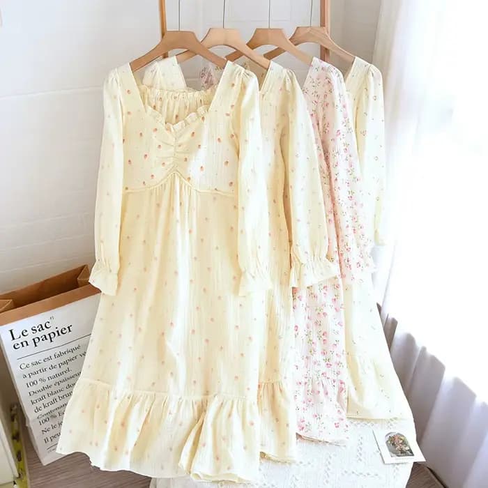 Vêtements de nuit en coton chemise de nuit et pyjama costume pour femmes printemps mignon doux maison vêtements ample doux et confortable Pijamas Feminino