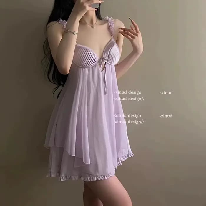 Pyjama Sexy en dentelle à volants pour femmes