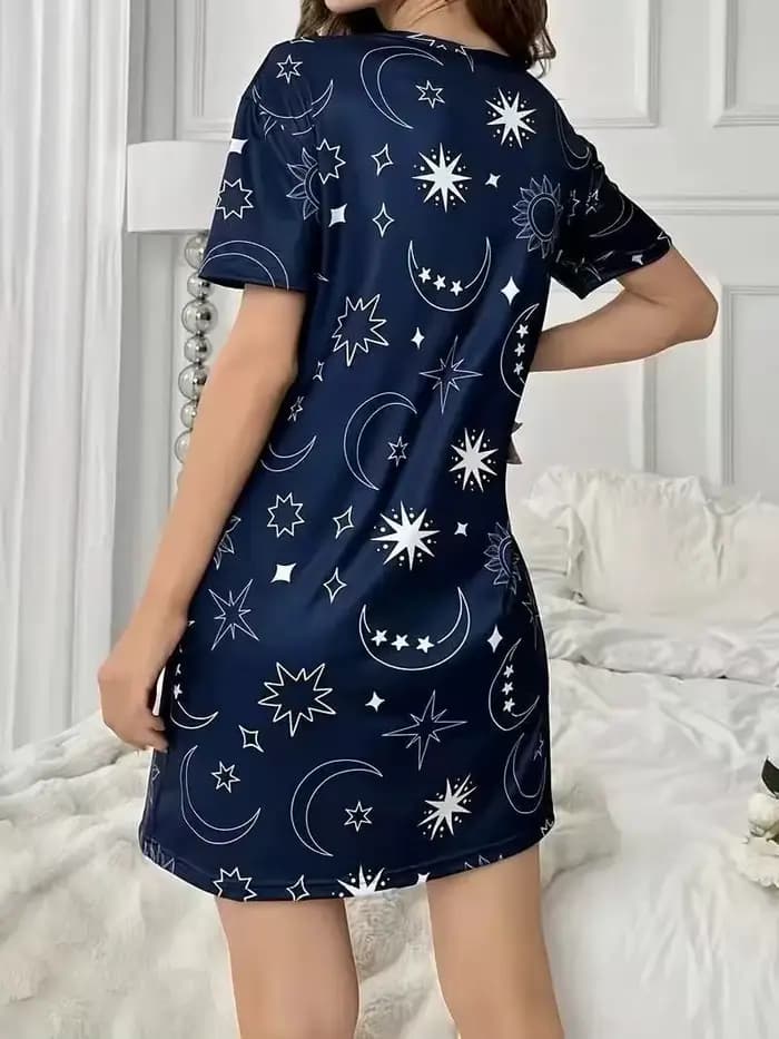 Chemise de nuit d'été pour femme à manches courtes