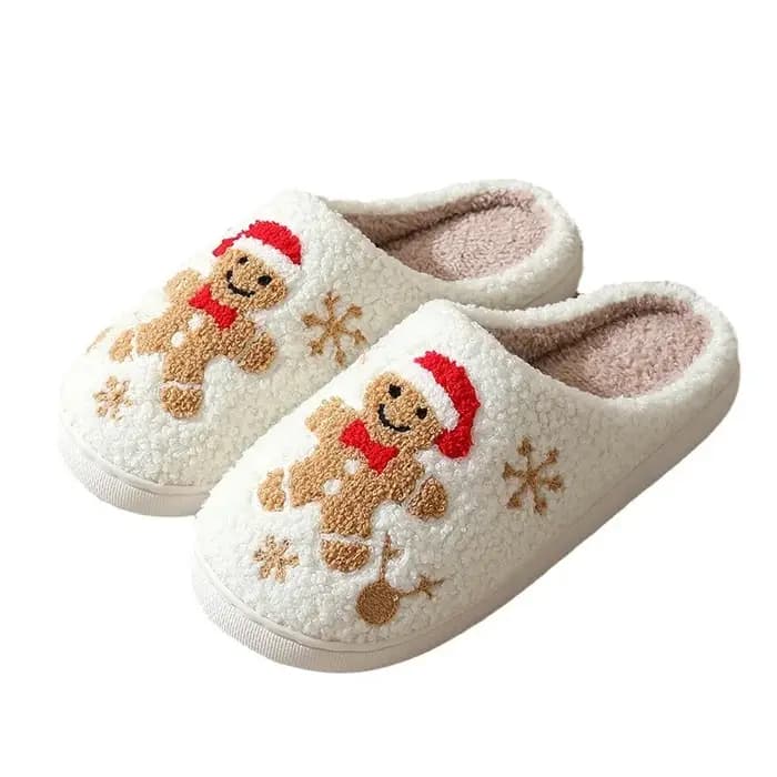 Pantoufles de noël en pain d'épice pour femmes et hommes
