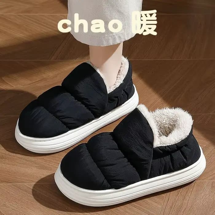 Litfun hiver vers le bas tissu chaussons pour femmes imperméable antidérapant diapositives chaud confortable intérieur