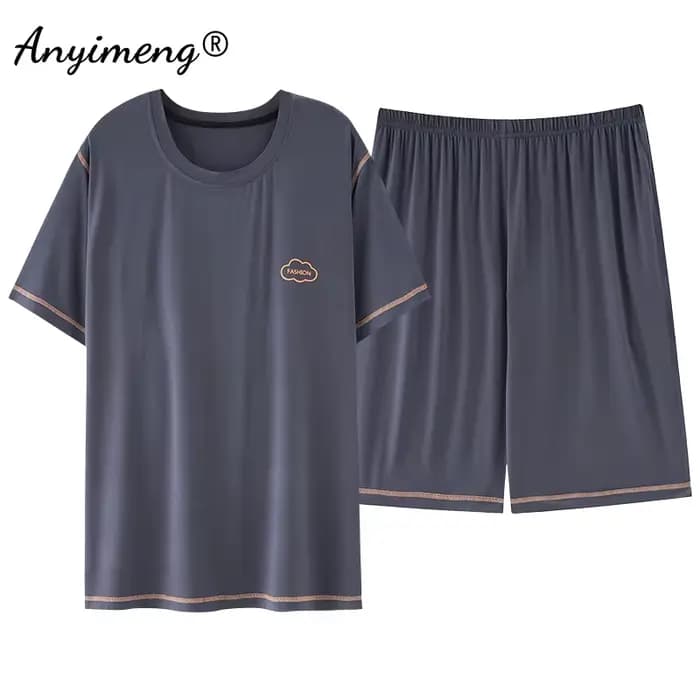 Big Guys grande taille L-6XL pyjama ensembles été nouveaux hommes Modal vêtements de nuit Gentleman minimaliste Pjs