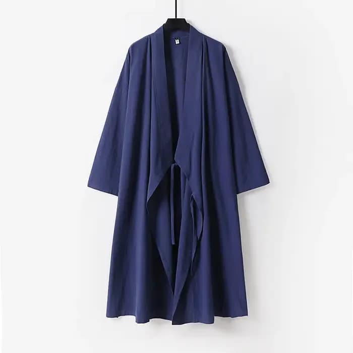 Kimono Cardigan de grande taille pour hommes, Yukata Haori, longue robe de bain, vêtements traditionnels japonais, Costume de samouraï ample en coton et lin