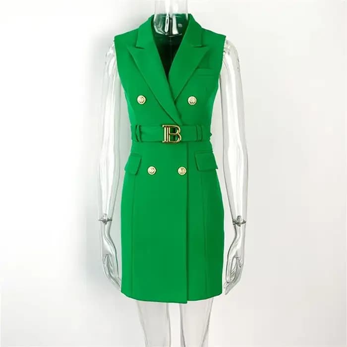 Robe sans manches ajustée avec ceinture pour femme