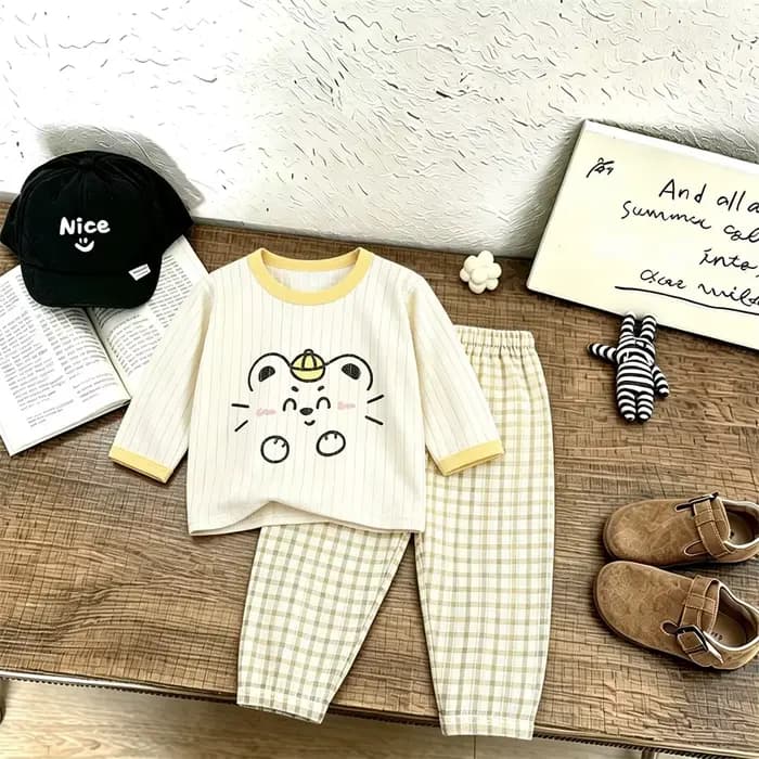Pyjamas de dessin animé 2 pièces entièrement imprimés pour garçons et filles