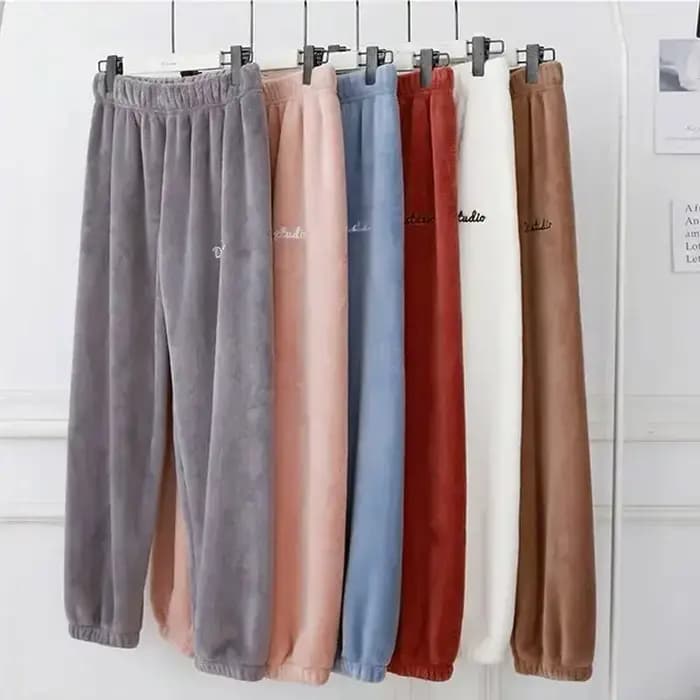 Pantalon de pyjama femme en velours optique épais et chaud bas de sommeil long pour hiver automne confort maison
