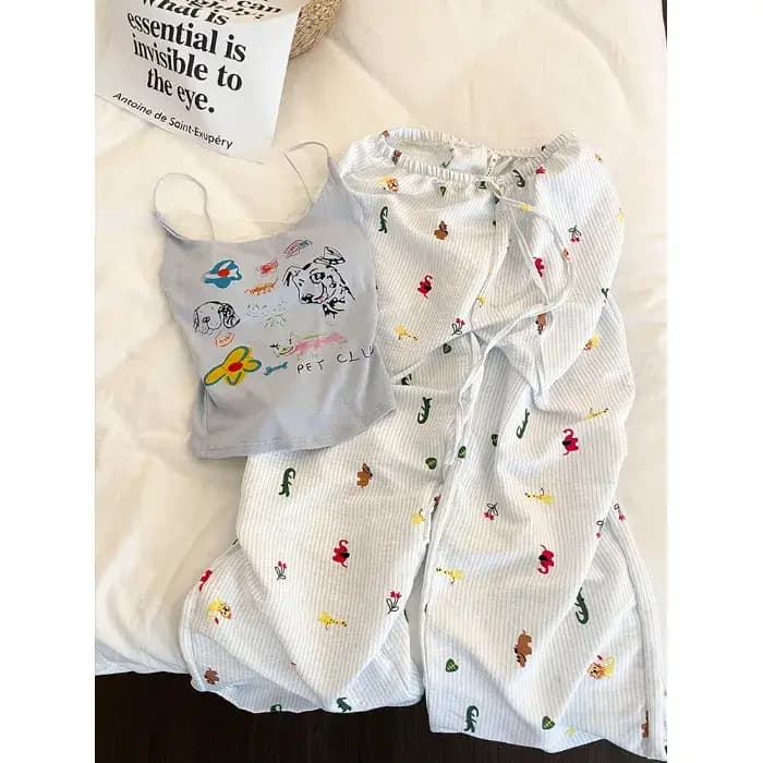 Ensemble pyjama imprimé chiot pour femme