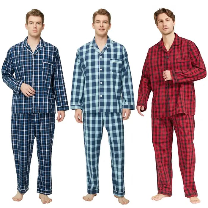 Tony & ci-après ice-Pyjama à manches longues pour hommes, vêtements de nuit 100% coton, chemise de nuit décontractée pour hommes, ensemble de pyjama doux