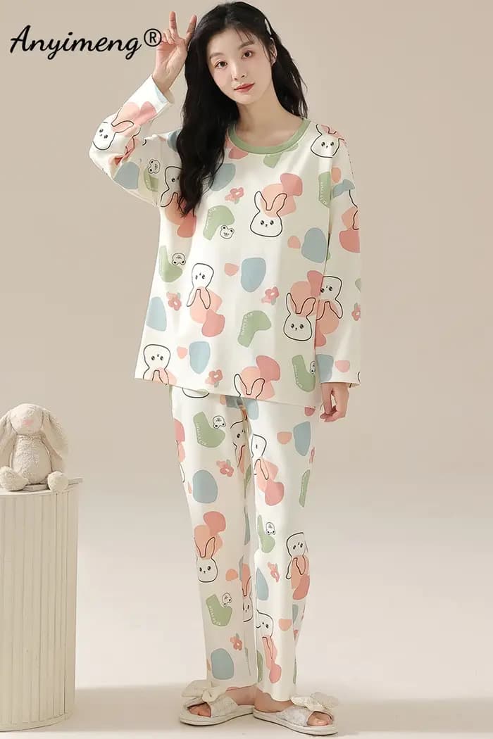 Ensemble de pyjama en coton à imprimé floral pour femmes
