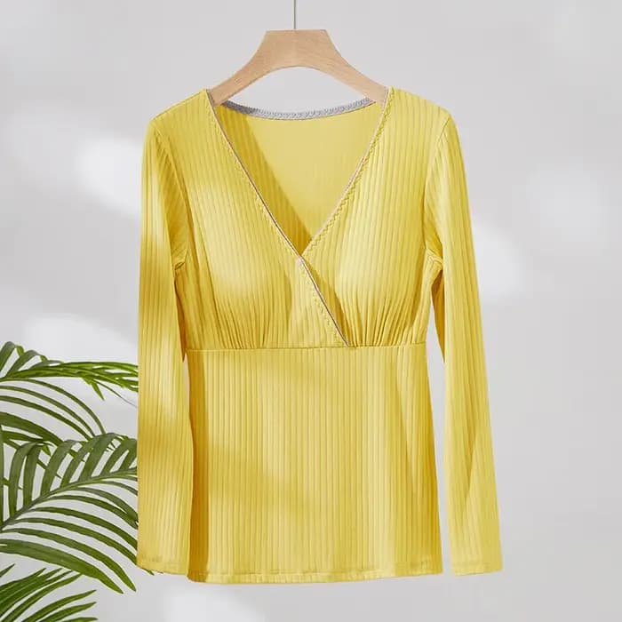 Pyjama d'Automne en Coton Rayé à Manches sulfpour Femme Enceinte