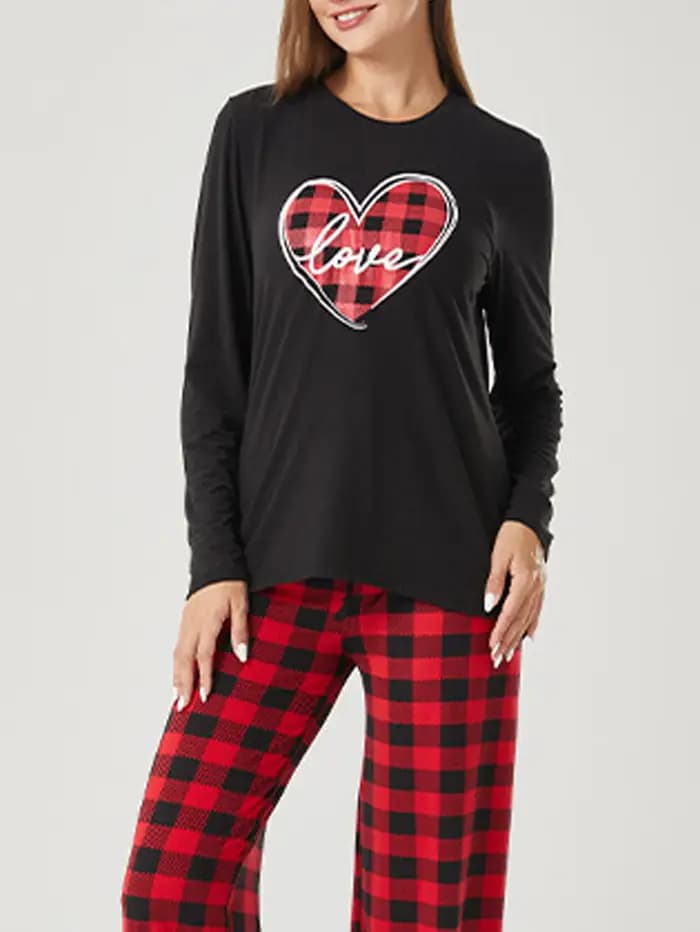 Pyjama imprimé de Noël à manches longues pour femmes