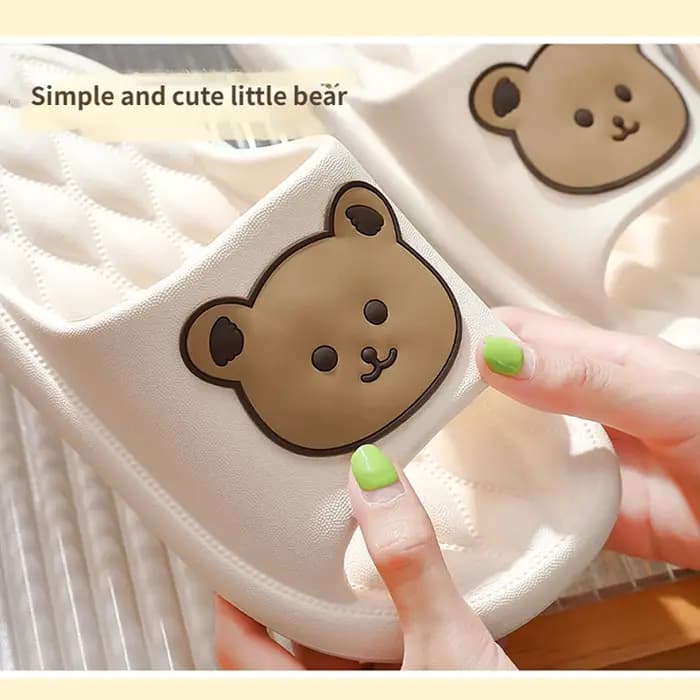 Pantoufles de maison ours en peluche femme plate-forme nuage mignon tongs diapositives intérieur plage extérieur hommes